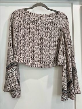 Free People Stars Aligned Bell Sleeve Cropped Blouse